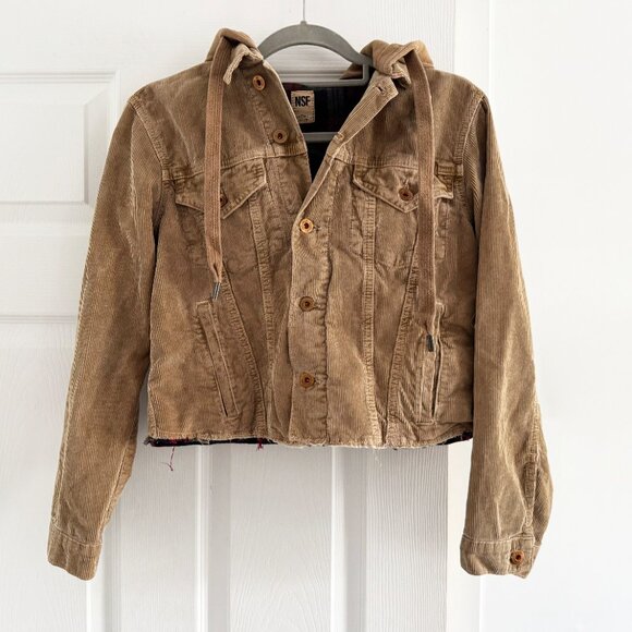 NSF "Rusty" Crop Hooded Corduroy Jacket in "Copper", size Small - Picture 4 of 16